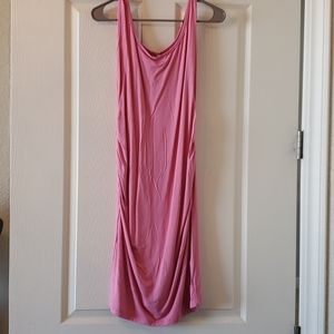 Pink Roughed Side Maternity Dress